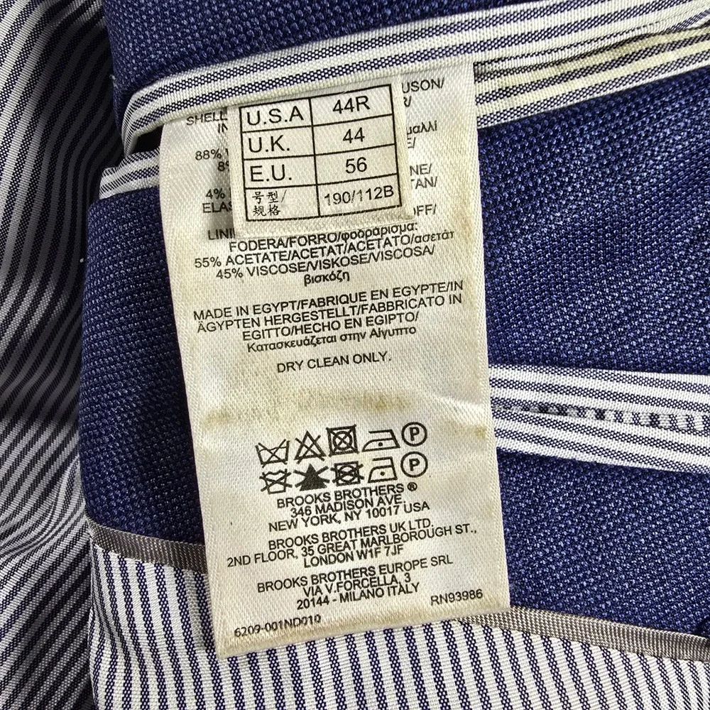 Brooks Brothers Explorer Regent Fit Blazer Blue Wool Blend Sport Coat 44R Mens